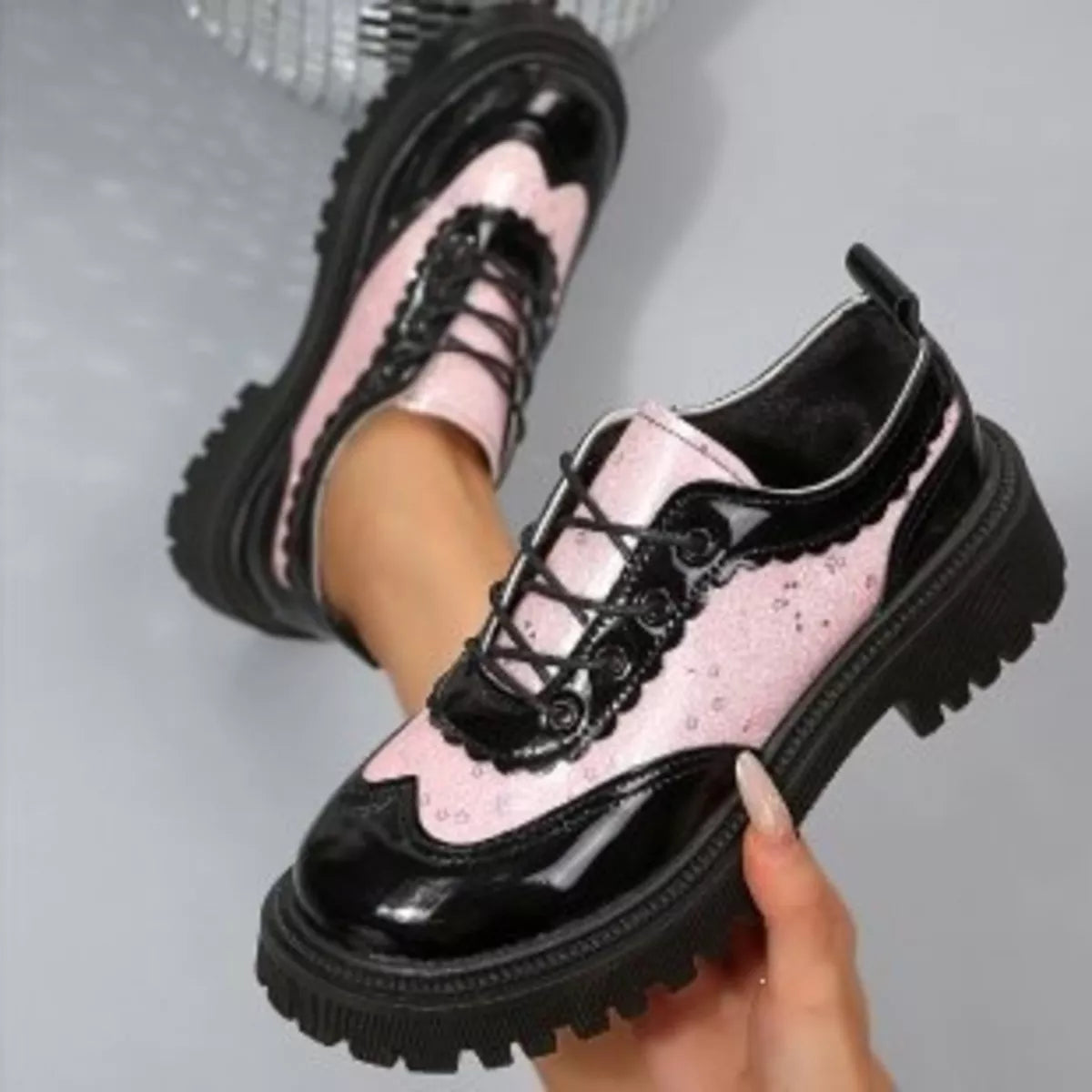 Fuchsia pink platform loafers, view 4