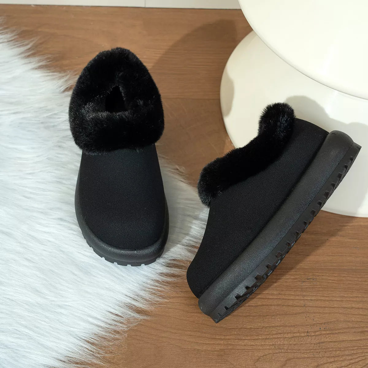 Faux fur lined flat boots, view 11