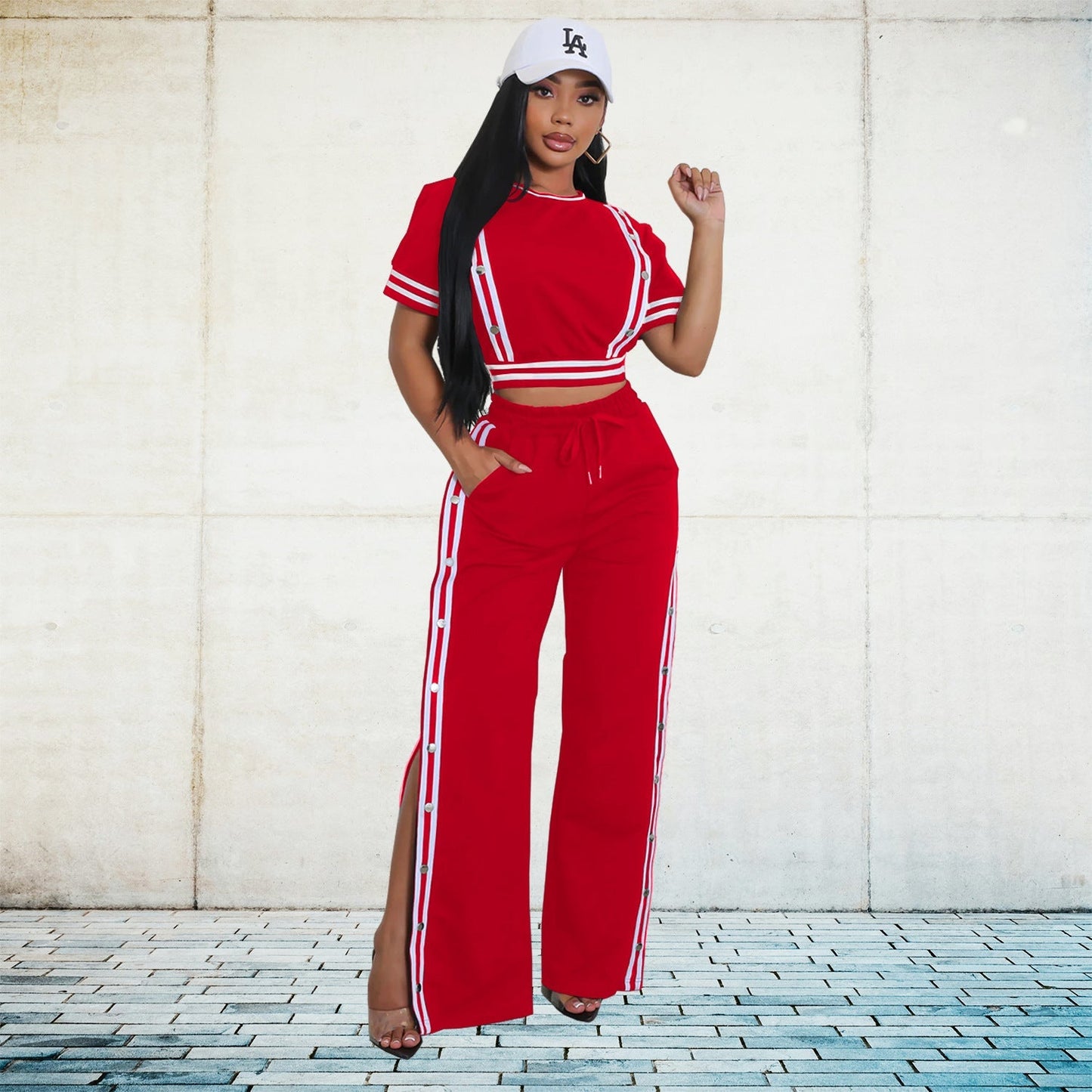 Two-piece set lose wide leg pants