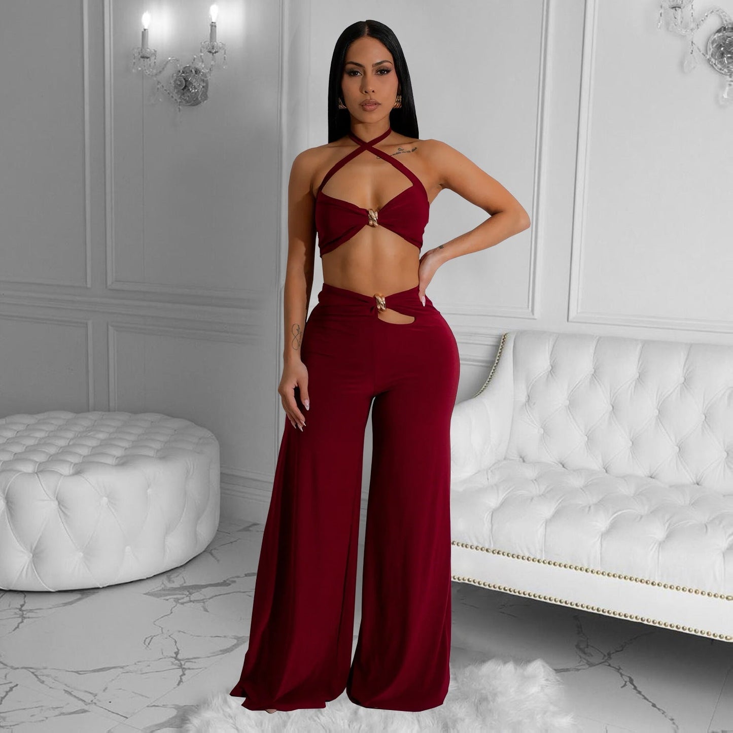 Two Piece Strapless Sexy Pants Set