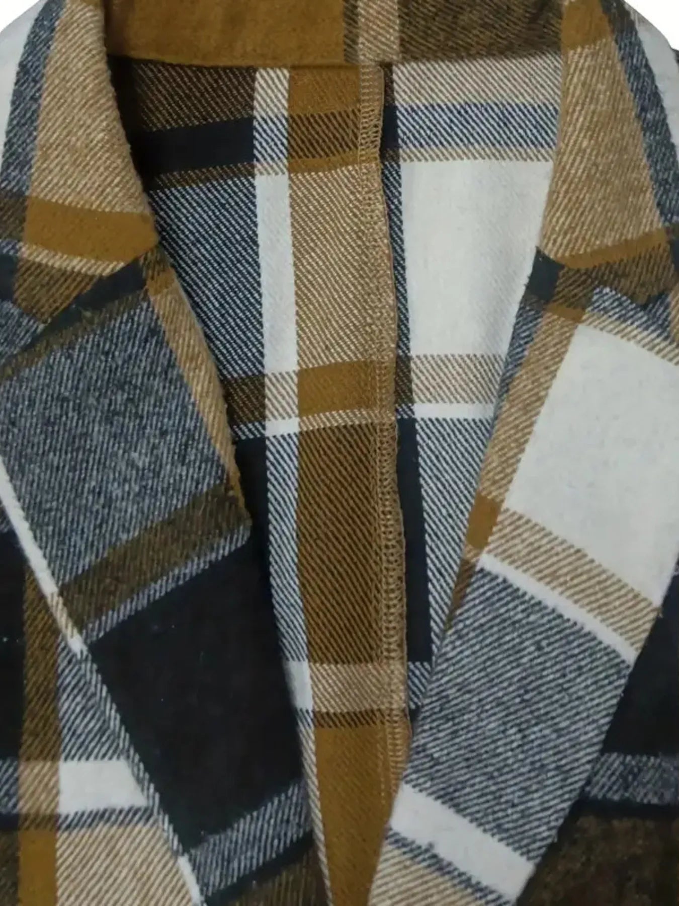 Plaid Lapel Collar Long Sleeve Blazer