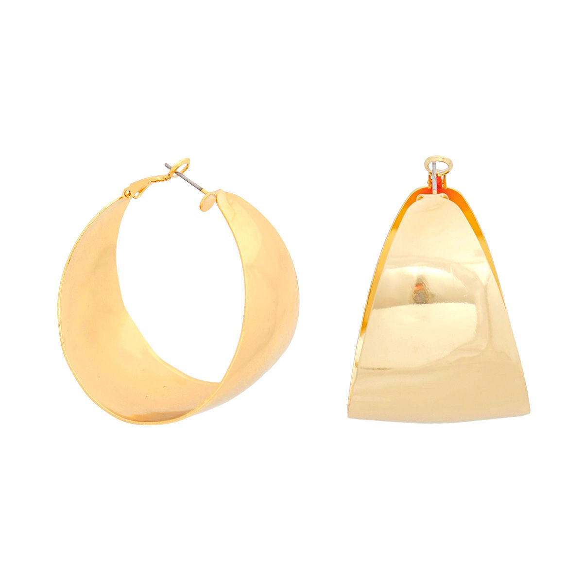 Hoops Gold Geometric Curved Earrings