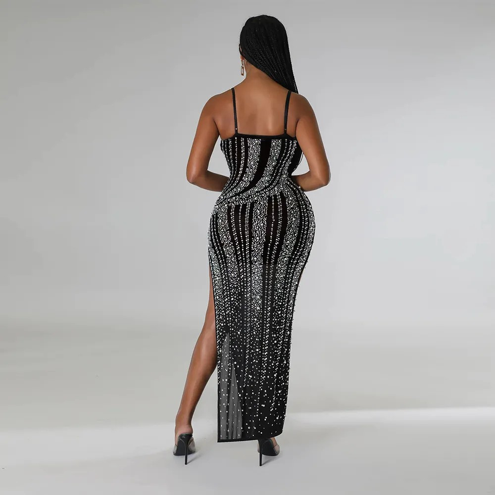 Sexy Sling Split Hot Diamond Dress - MONLANE