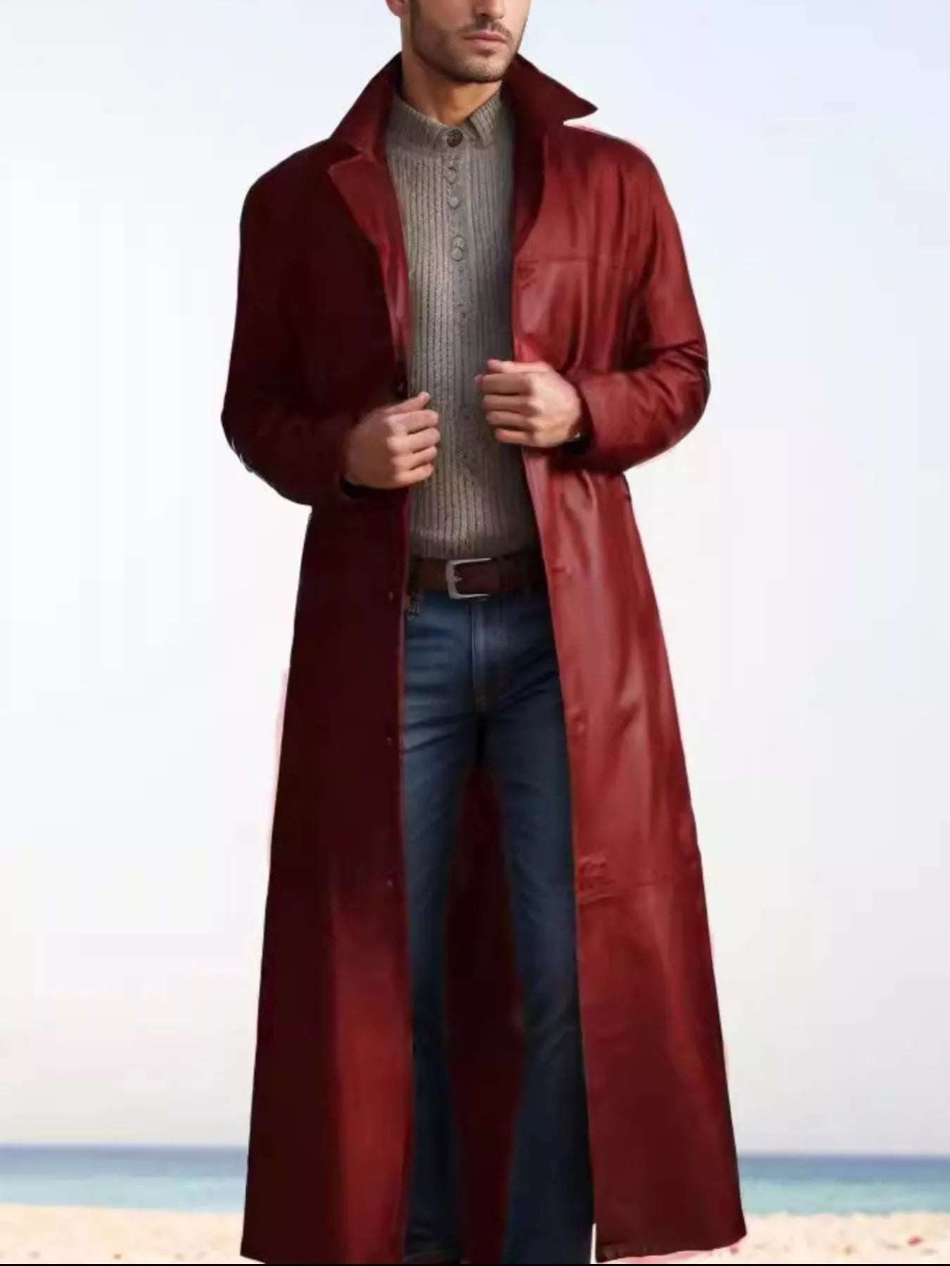 Men's Full Size Button Up Longline Jacket