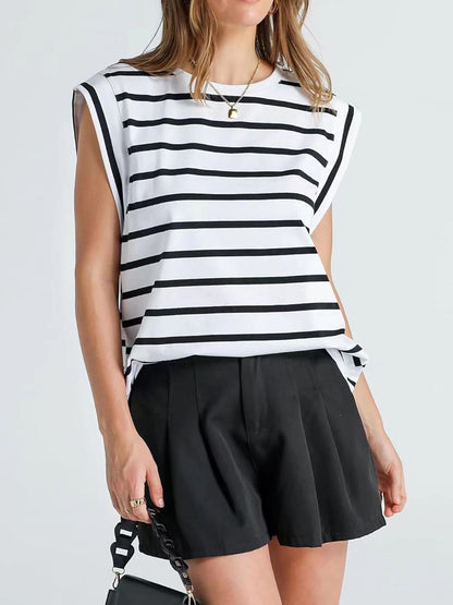 Striped Cap Sleeve T-Shirt