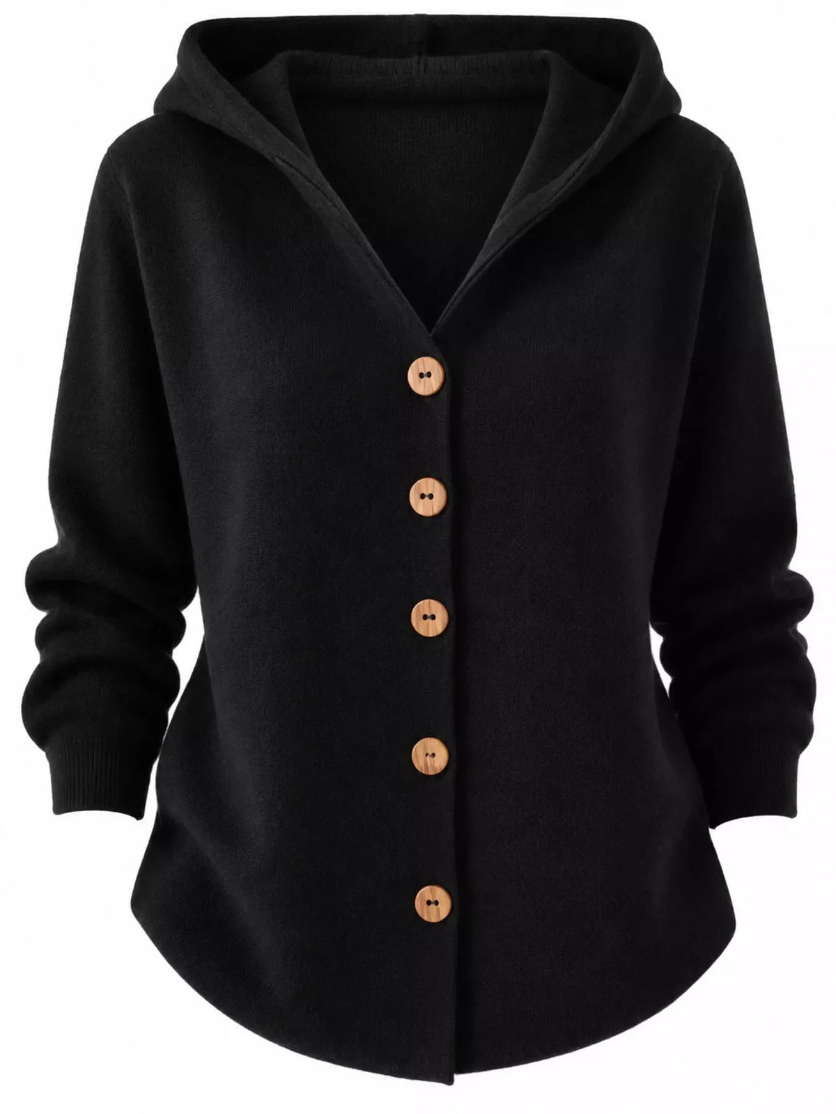 Women's Hooded Button-Front Knit Cardigan, S to 5XL