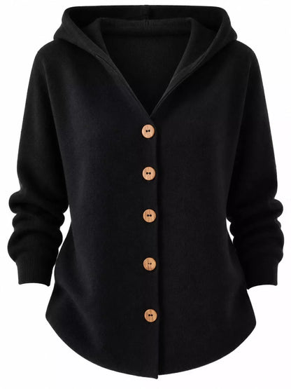 Women's Hooded Button-Front Knit Cardigan, S to 5XL