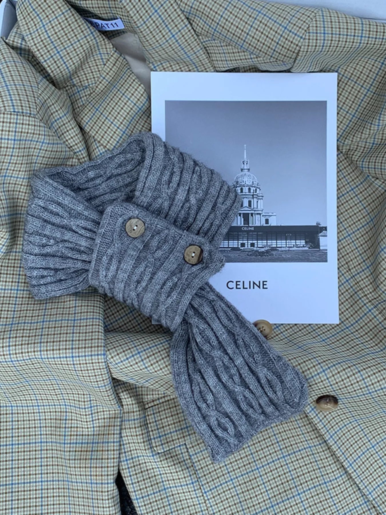 Button-Accent Knitted Winter Scarf