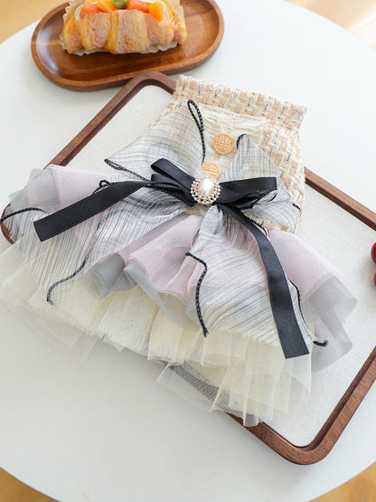 Tweed Pet Dress with Ruffle