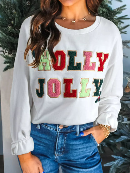 Embroidered Round Neck Sweatshirt