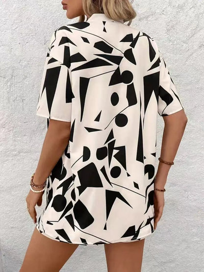 Printed Cardigan and Shorts Set