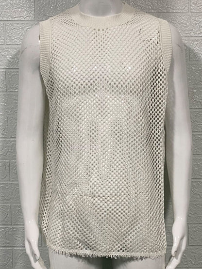 Men's Hollow Out Sleeveless Knit Top