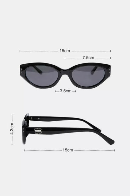 Black acetate oval sunglasses, view 5