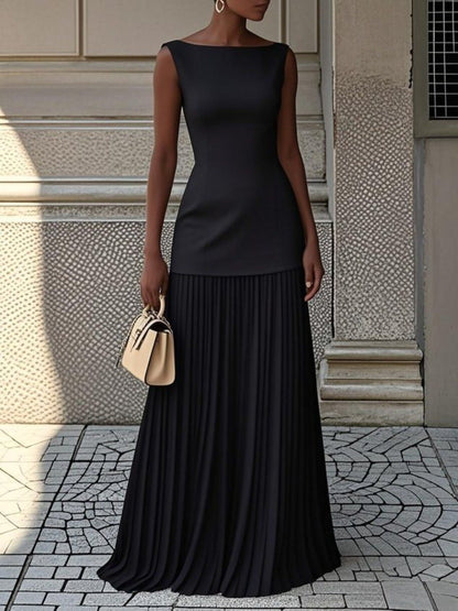 Sleeveless Pleated Maxi Dress