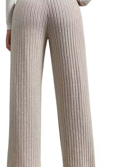 Ribbed Knit Wide-Leg Sweater Pants