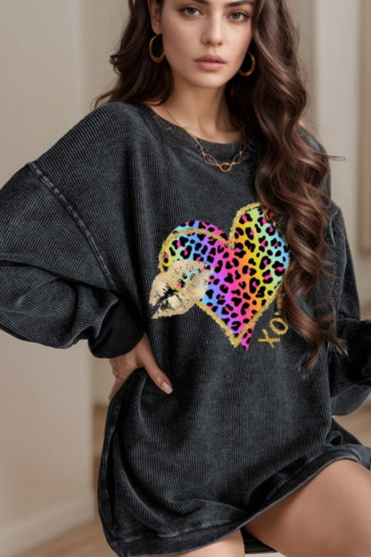 Leopard Heart Drop Sweatshirt