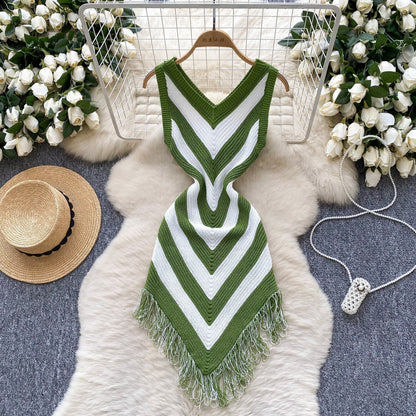 Diamond Patterned Fringe Dress
