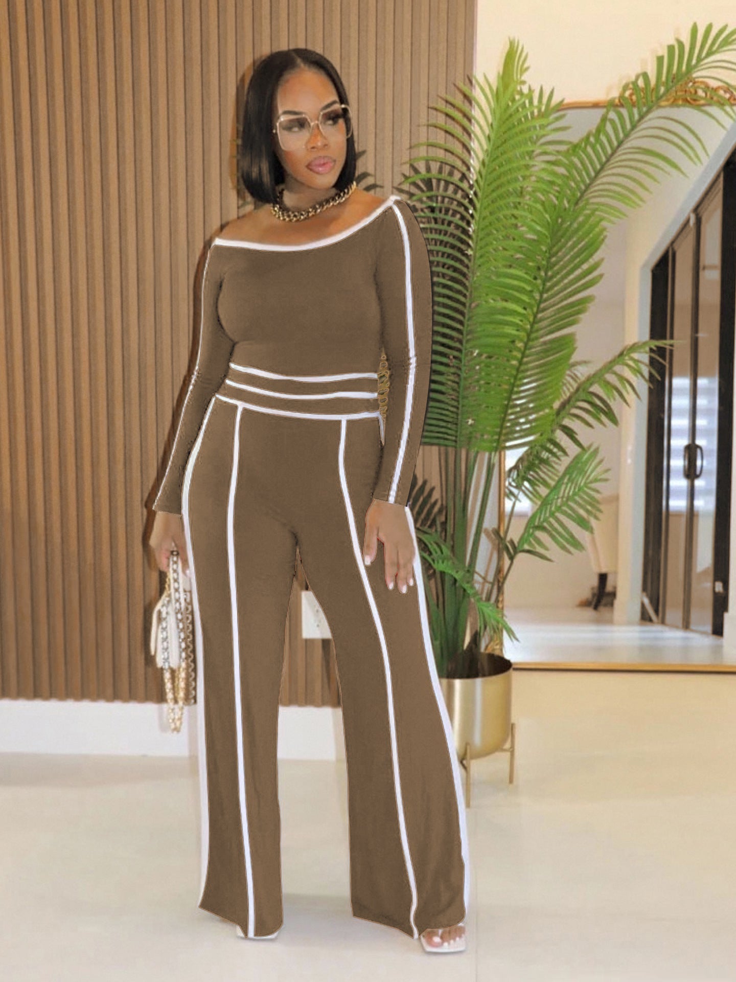 Two Piece High Waisted Wide Leg Pants Set