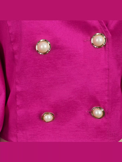 Double-breasted puff sleeve blouse, view 6
