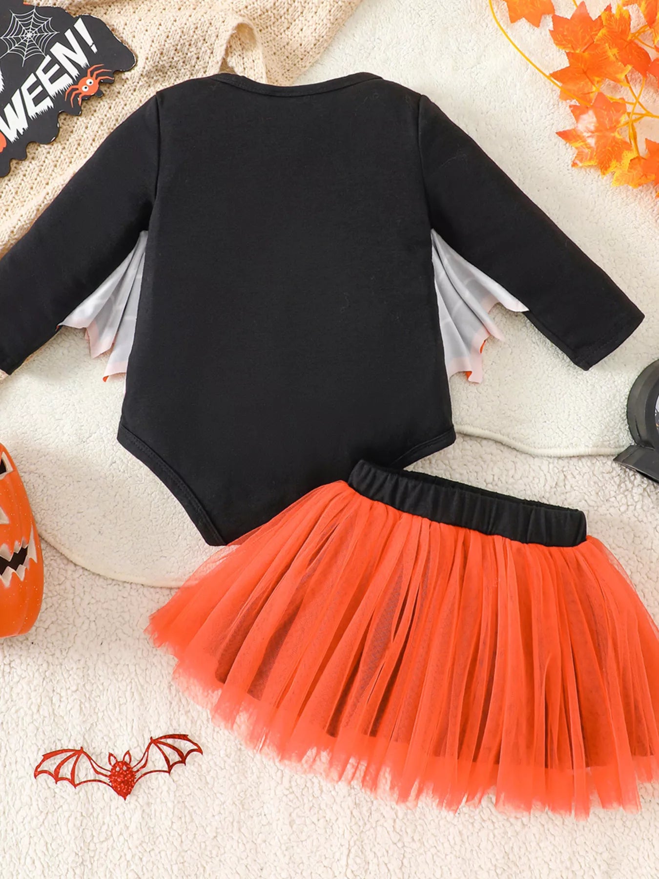 Children's Halloween 'Fab-Boo-Lous' Bat Wing Top and Tulle Skirt Set