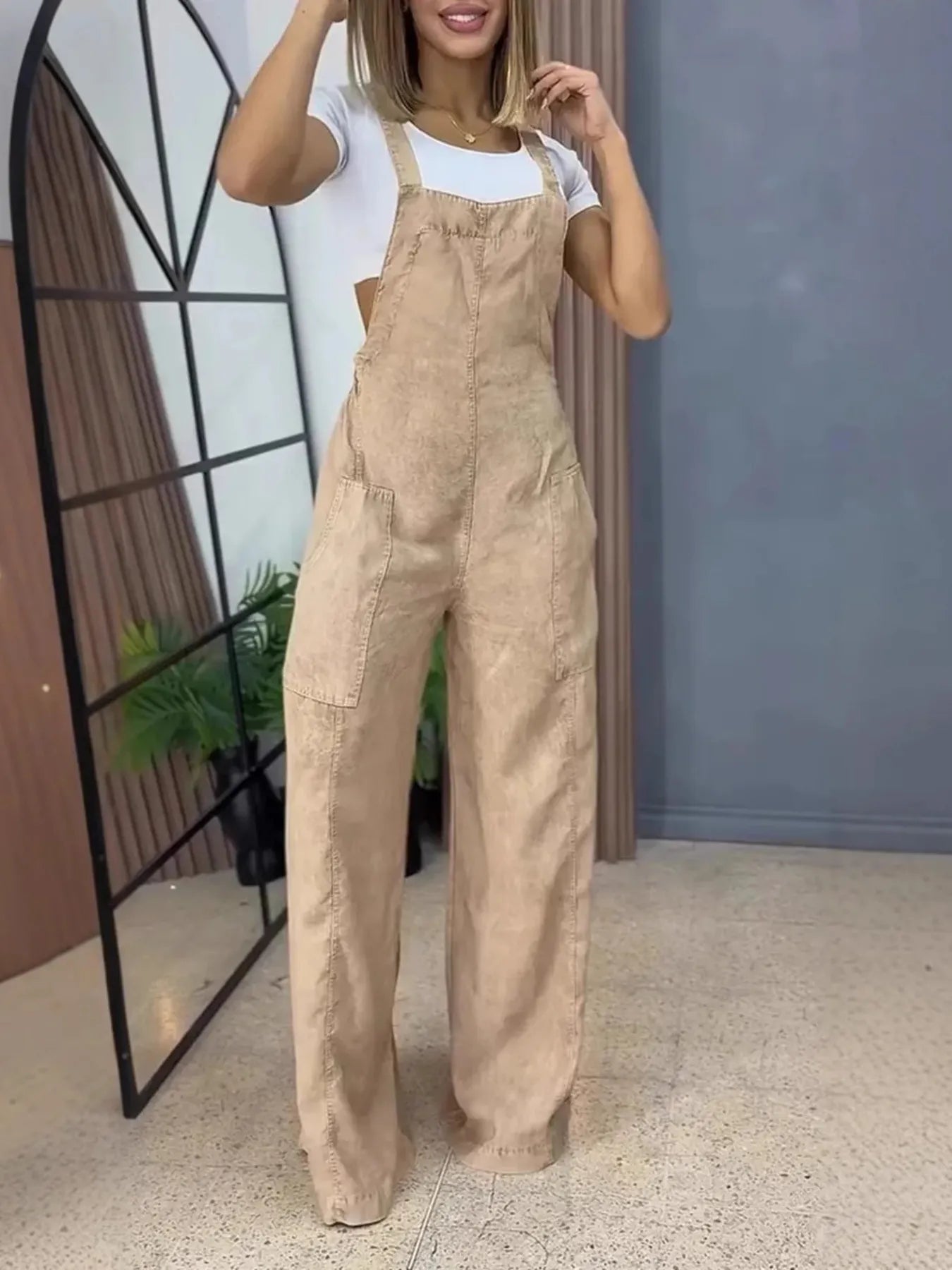 Full Size Wide Leg Denim Overalls