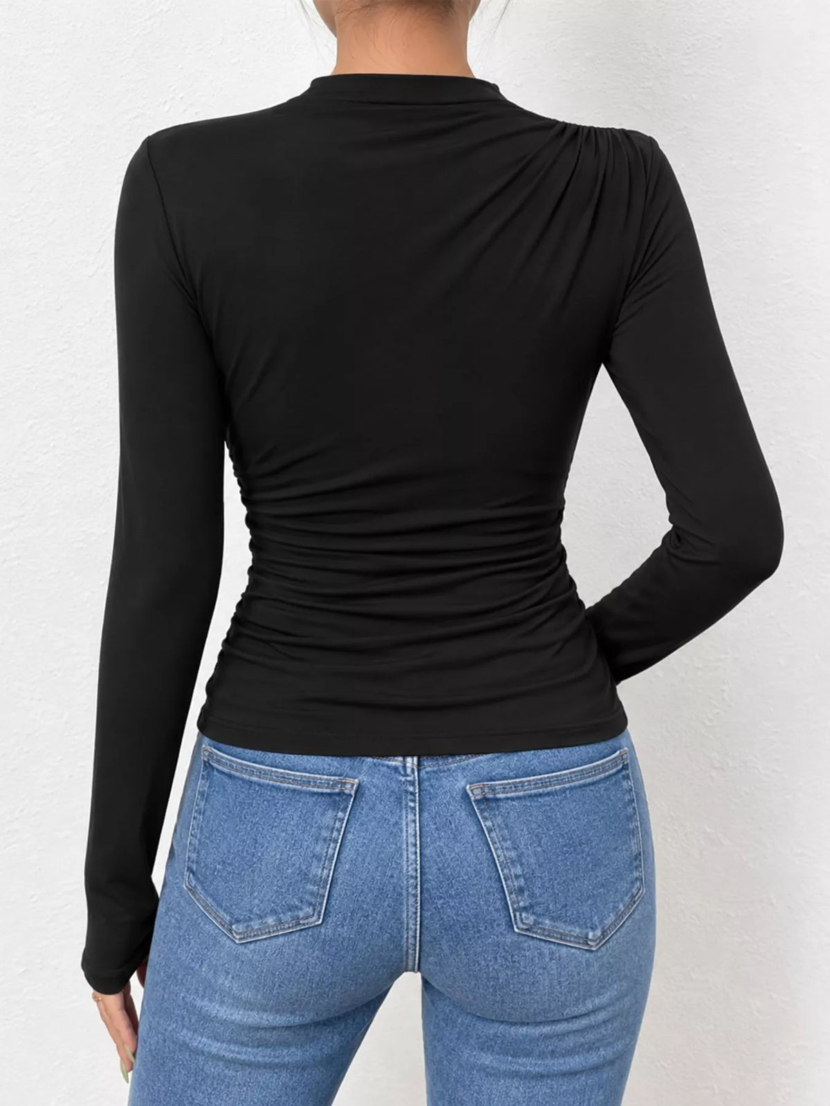Plus size ruched long sleeve tee, view 8