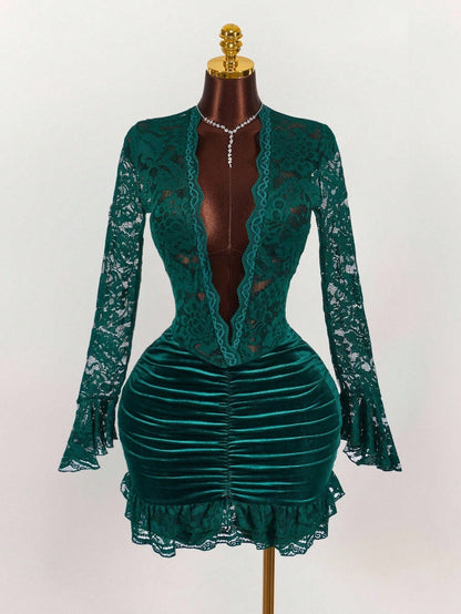 V-Neck Hip-Hugging Short Dress