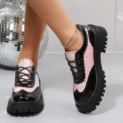 Fuchsia pink platform loafers, view 3