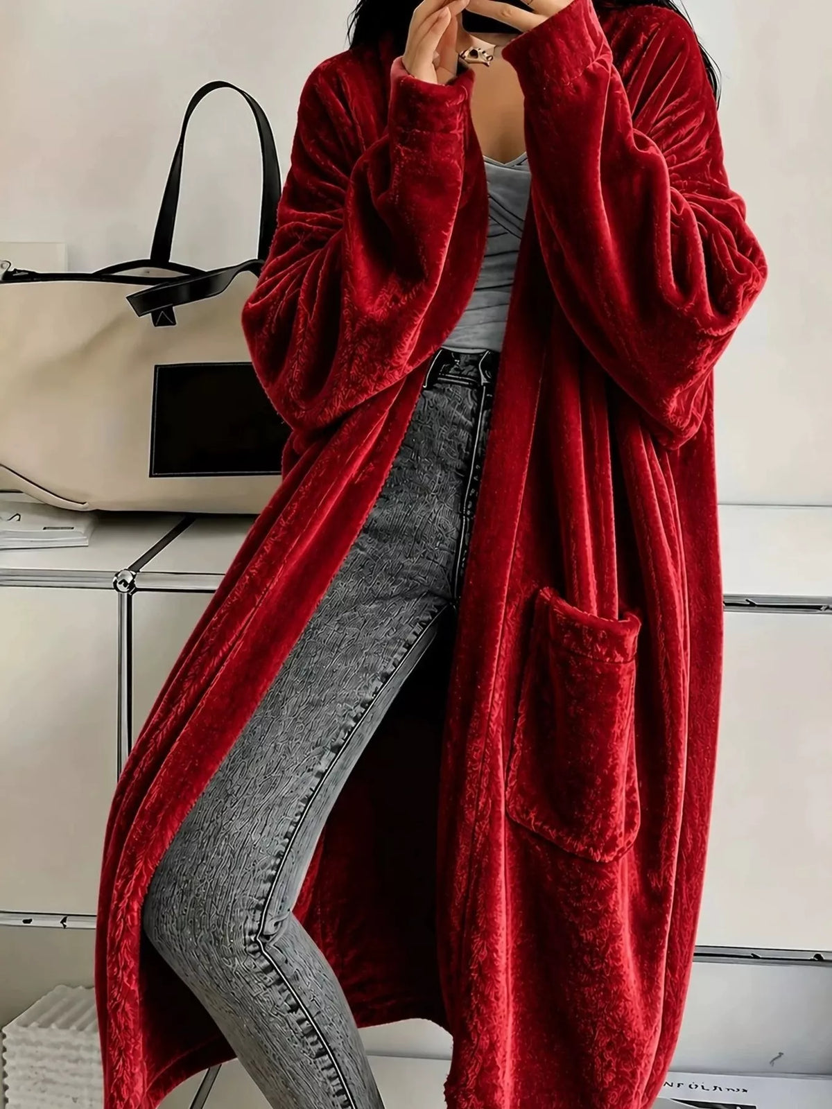 Long velvet cardigan, view 10
