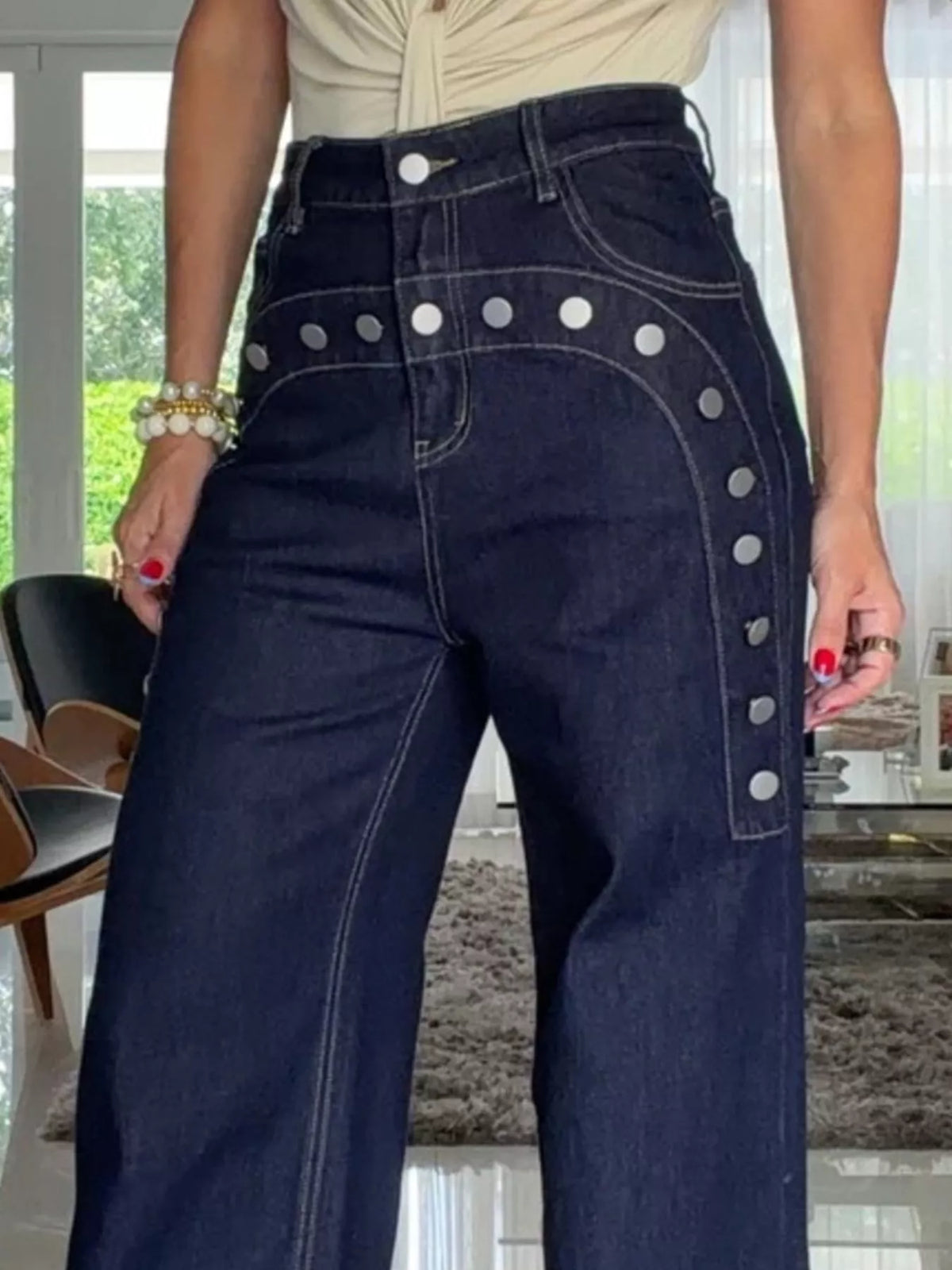 High-waisted wide-leg jeans, view 2