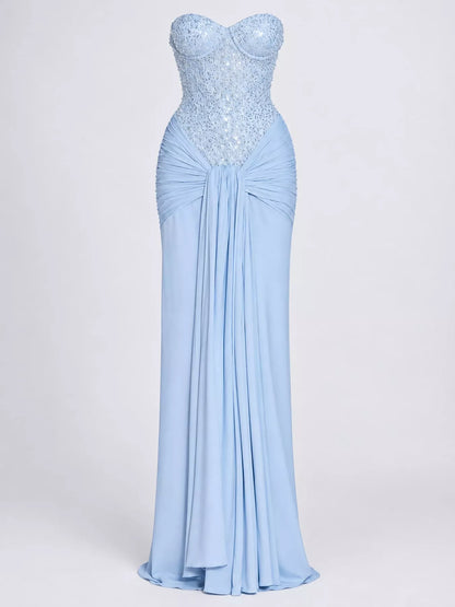 Strapless sequin corset dress, view 15
