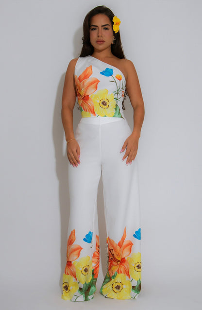 Elastic Wide Leg Pants Two-Piece Set