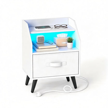 LED Nightstand with Charging Statio