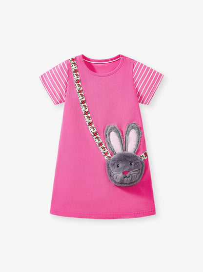 Children's Bunny Striped Short Sleeve Dress
