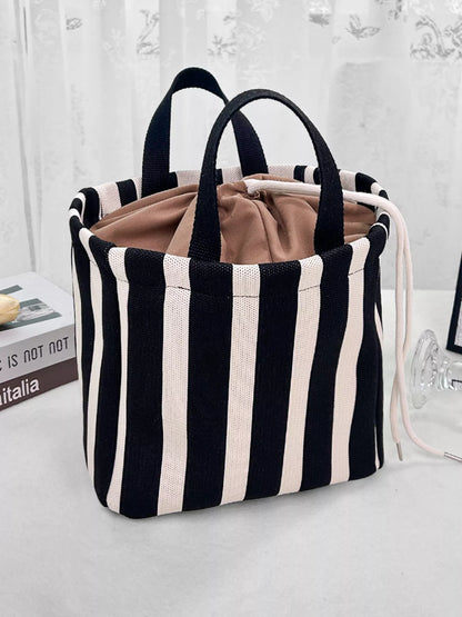 Striped Drawstring Handbag