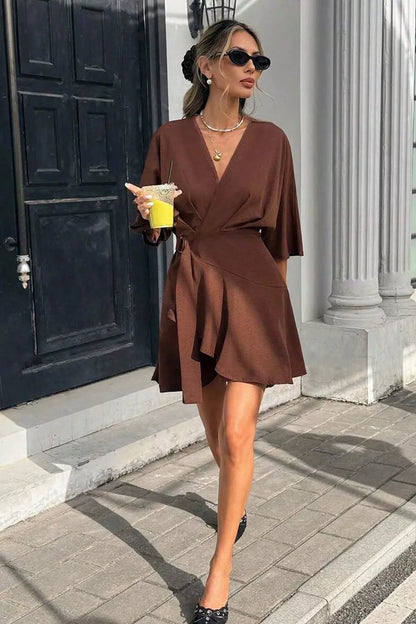 Surplice Half Sleeve Mini Dress