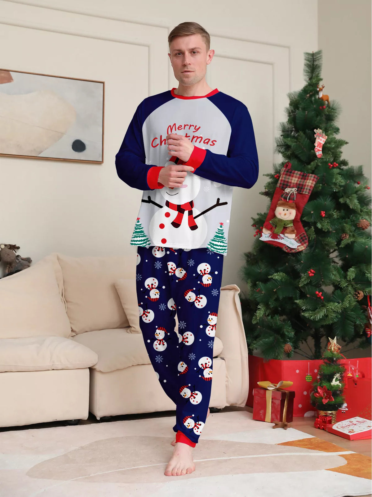 Family Matching Christmas Snowman Print Pajama Set Plus Size