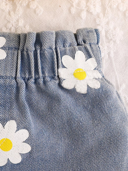 Children's Daisy Print Cami and Denim Shorts Set