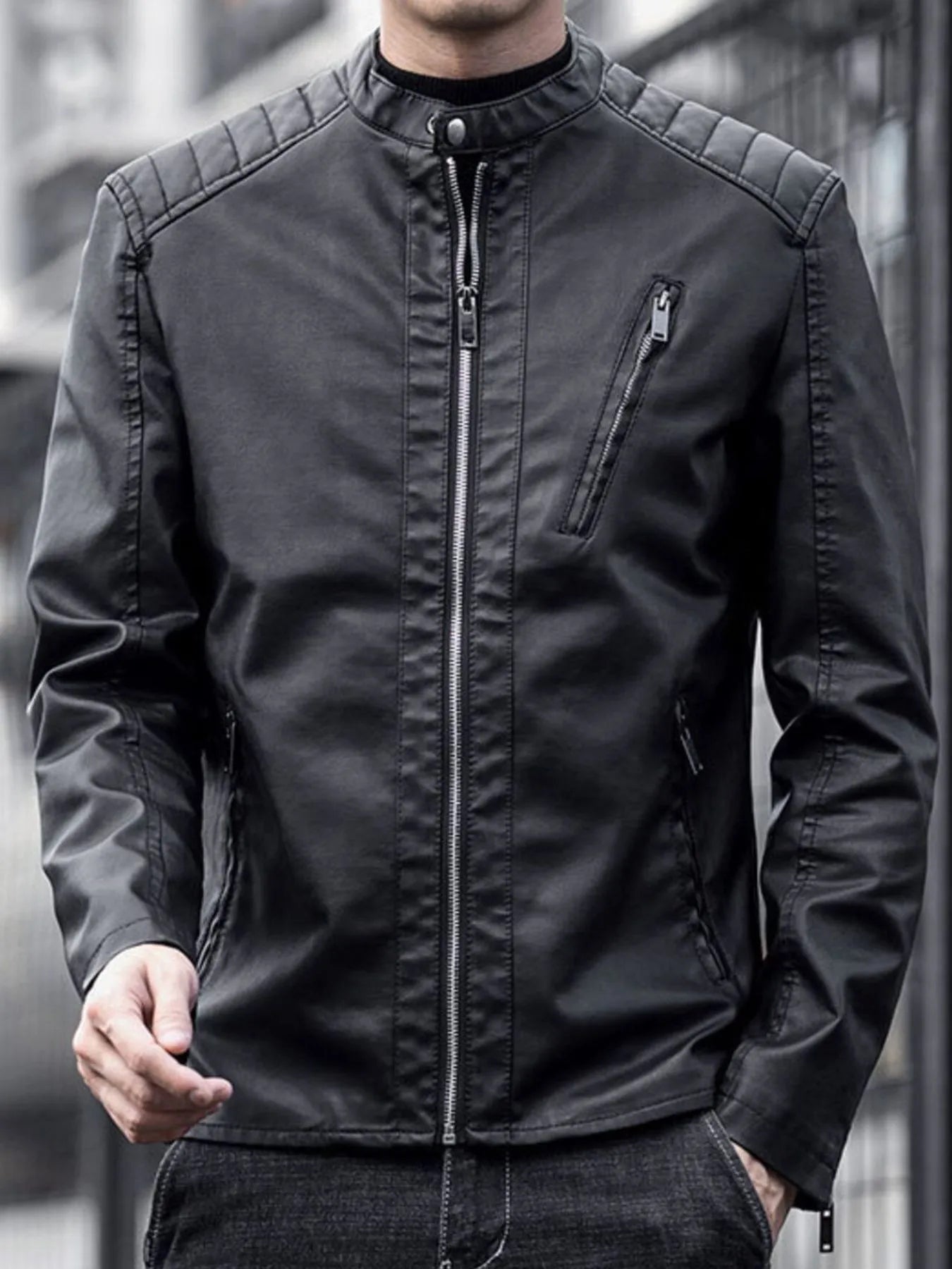 Men's Plus Size Zip Up Long Sleeve Jacket