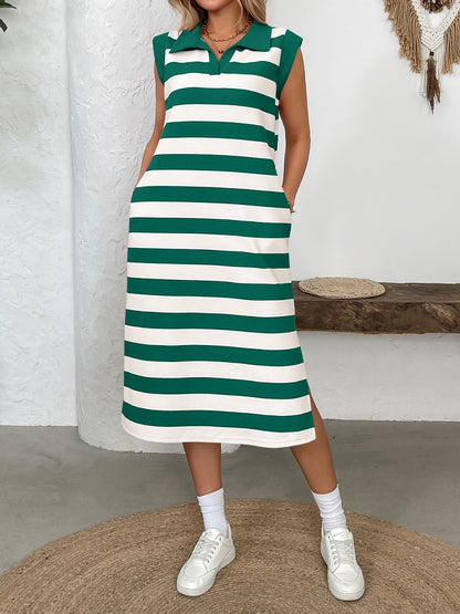 Side Slit Sleeveless Midi Dress