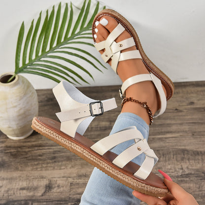 Rivet Open Toe Flat Sandals