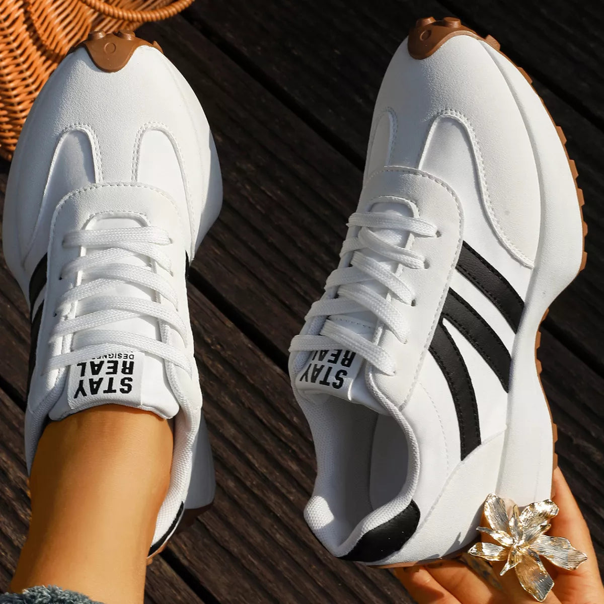 Round Toe Lace Up Sneakers