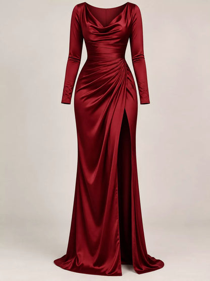Plus size cowl neck maxi dress, view 4