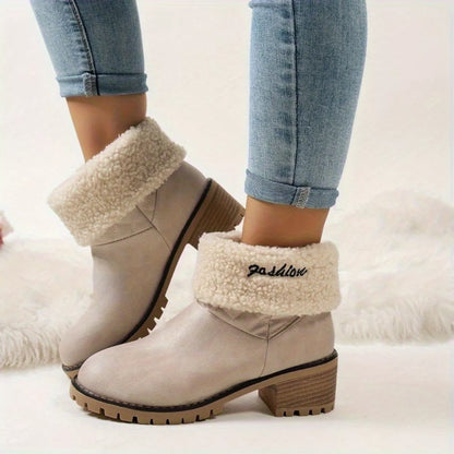 Round Toe Block Heels Boots