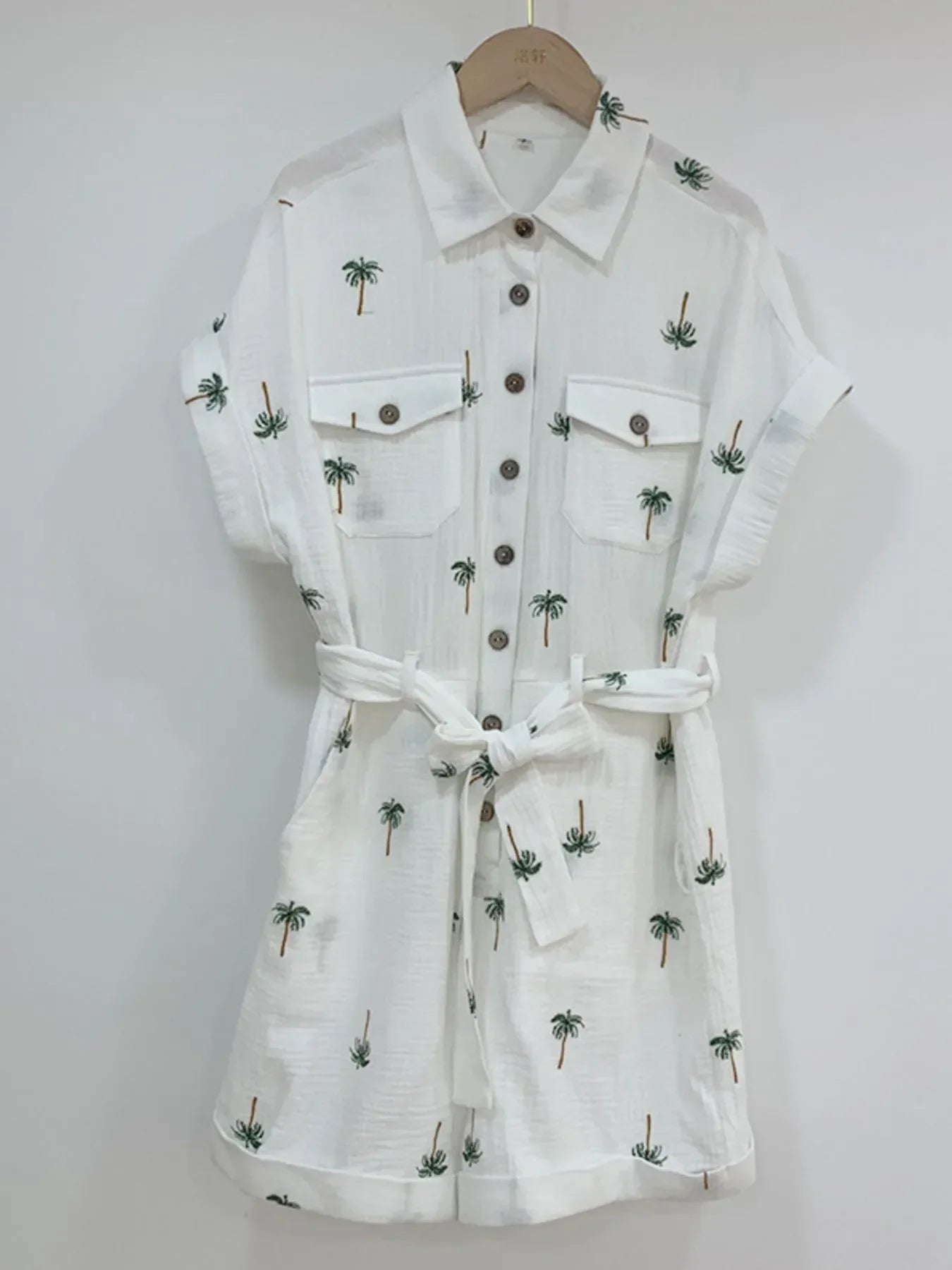 Button-Up Romper with Belt