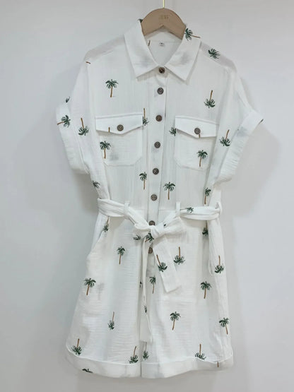 Button-Up Romper with Belt