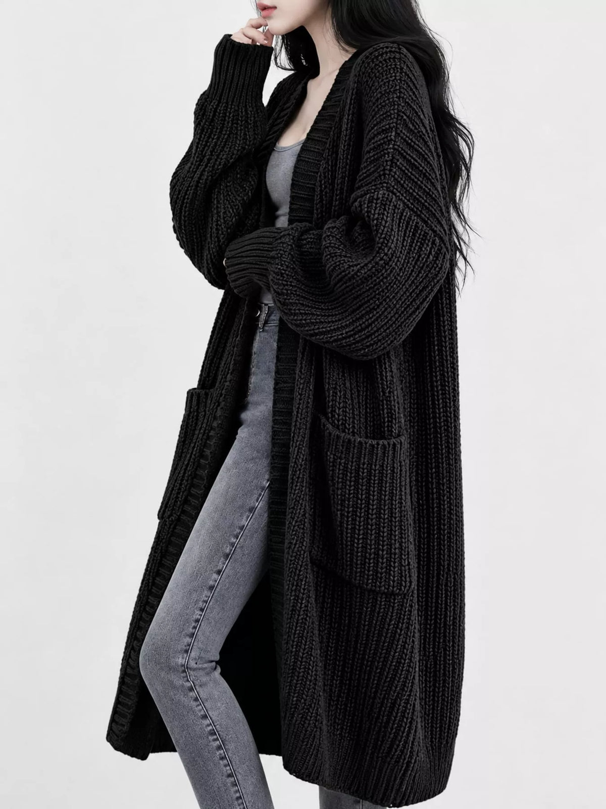 Chunky knit openwork cardigan, view 21