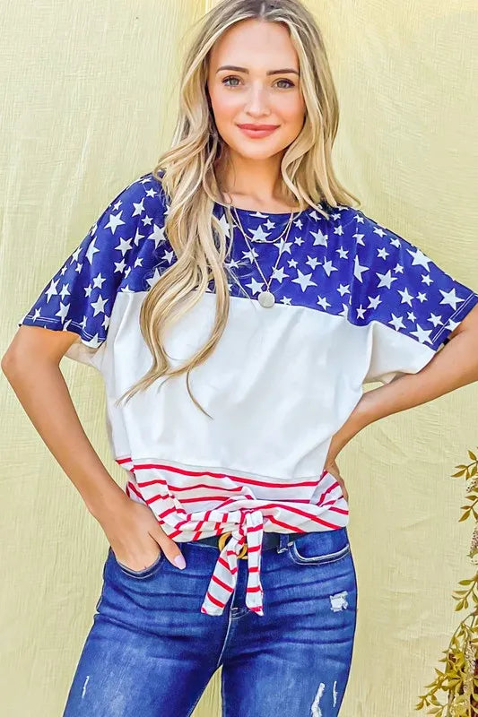 American Flag Print Casual Top