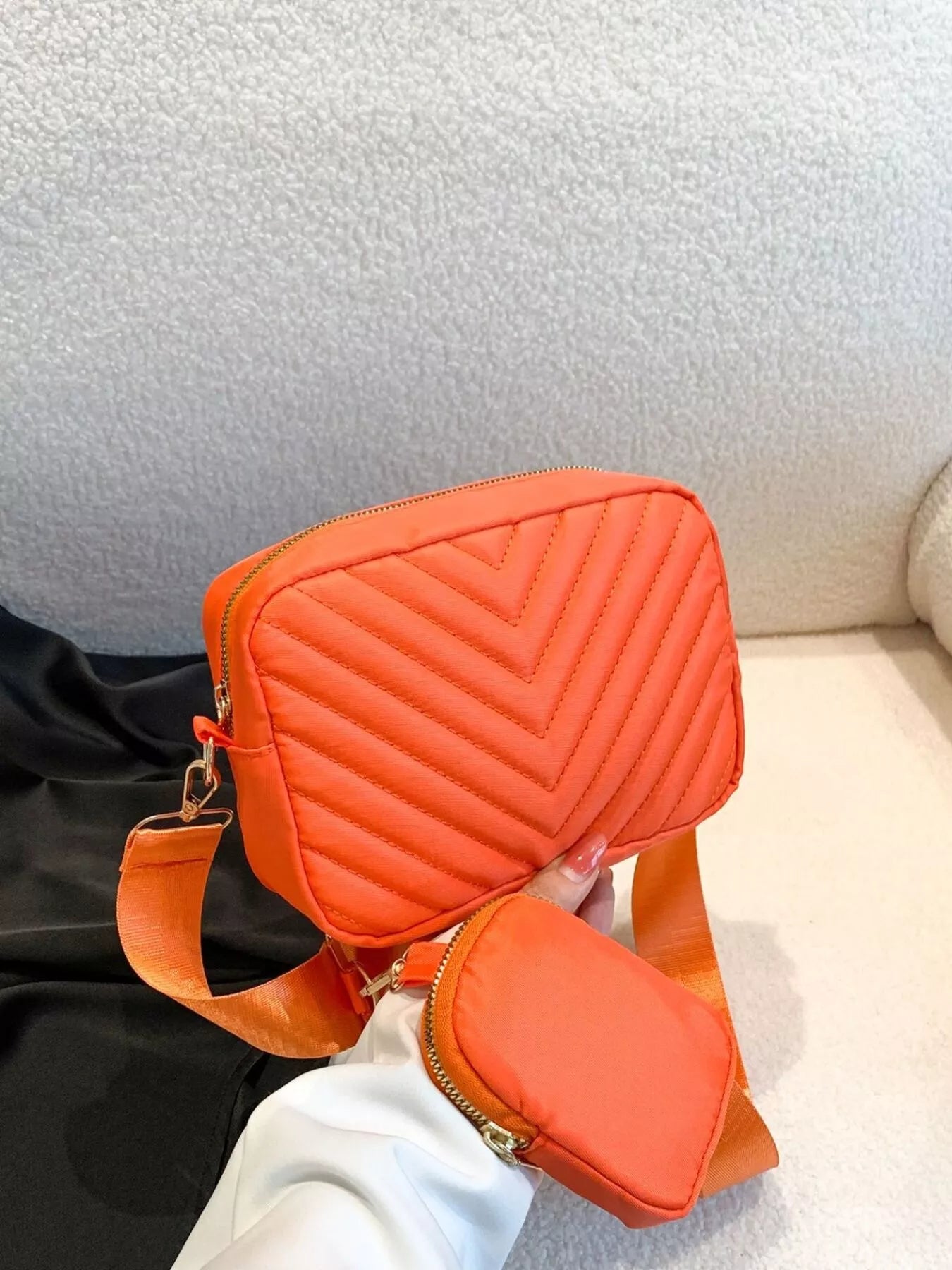 Quilted Crossbody Bag with Mini Pouch