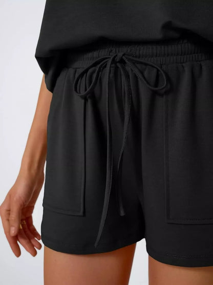 Casual Solid Color T-Shirt and Shorts Set